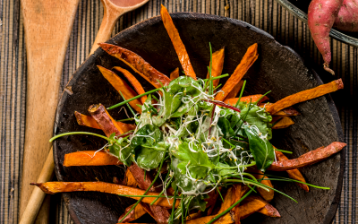 Sweet potato fries with Henri Willig cheese and Henri Willig Cheese Dip Truffle